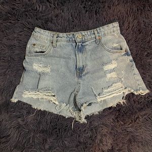 Distressed denim short shorts size small